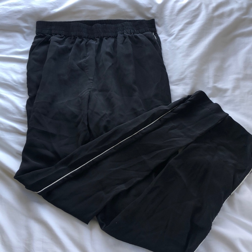 100% silk black full length joggers